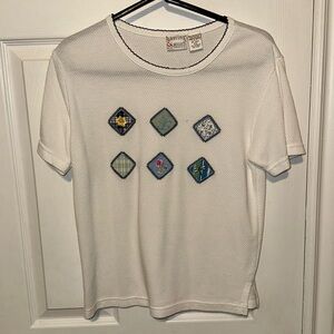 3 for $10 Hasting & Smith white short sleeve embroidered shirt size small petite